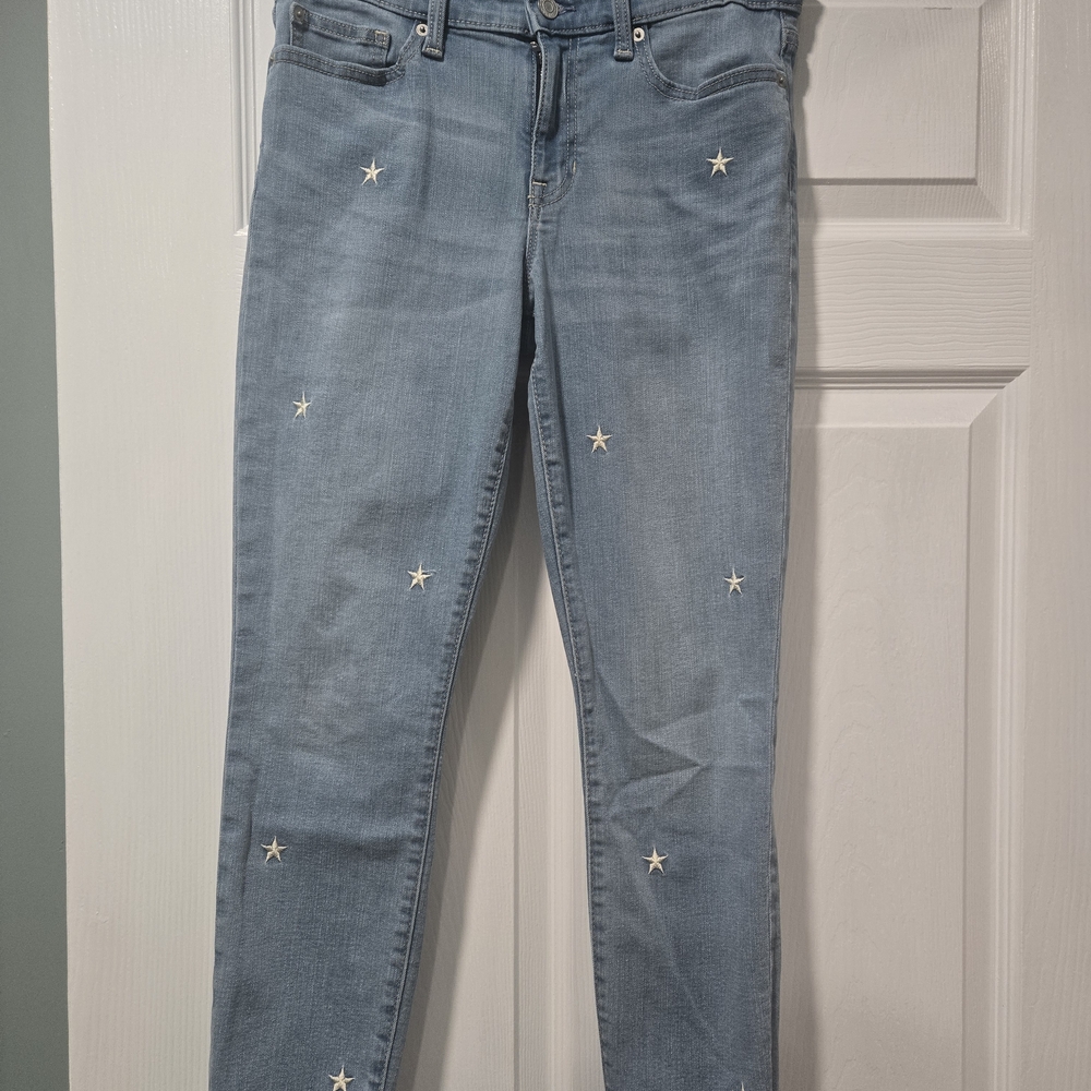 GAP Light Blue Skinny Jeans with Star Embroidery